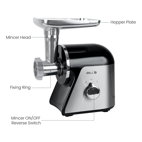 iBELL MINCEPRO650 Meat Grinder, 800W, Stainless Steel, Heavy Duty Mincer Machine with Attachments for Mincing/Chopping Meat, Sausage/Kebab Maker (Black) - Image 3