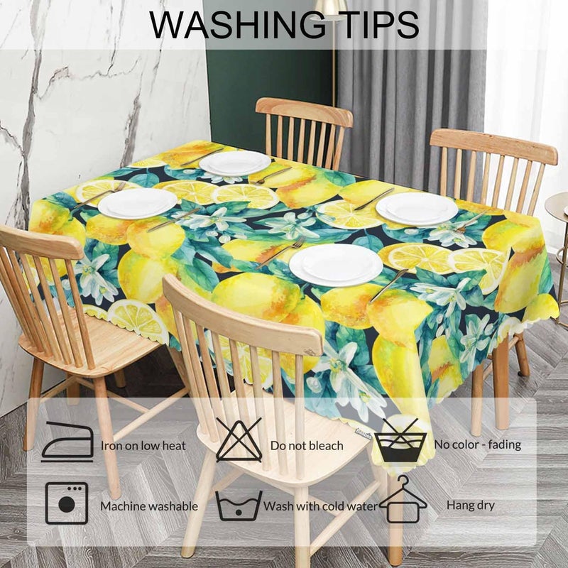 Beabes Lemon Table Cloth Rectangle Table 52X70 Tropical Lemon Citrus Floral Wipeable Table Cover for Dinner Kitchen Outdoor Tablecloth for Party Banquets Weddings - Image 5