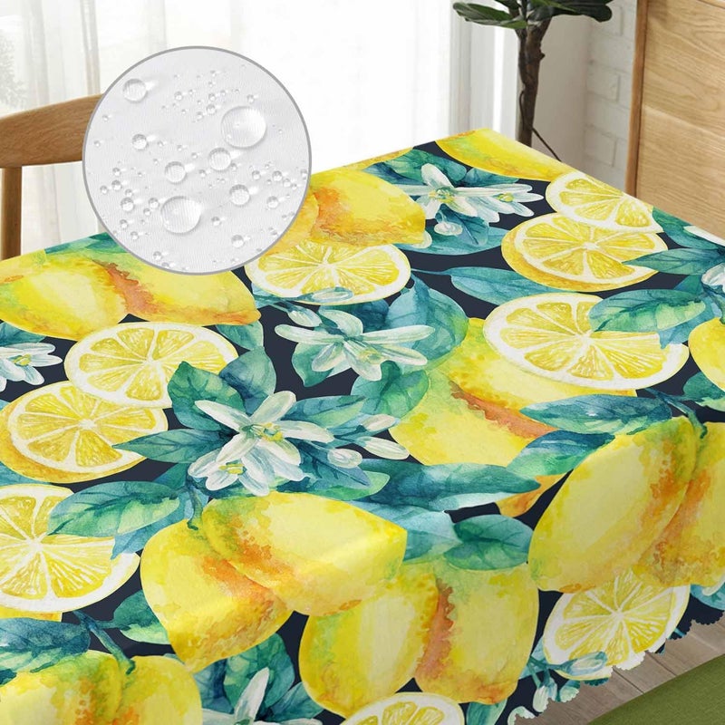 Beabes Lemon Table Cloth Rectangle Table 52X70 Tropical Lemon Citrus Floral Wipeable Table Cover for Dinner Kitchen Outdoor Tablecloth for Party Banquets Weddings - Image 3