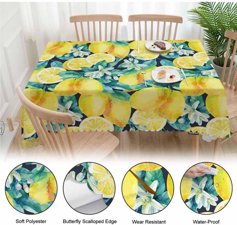 Beabes Lemon Table Cloth Rectangle Table 52X70 Tropical Lemon Citrus Floral Wipeable Table Cover for Dinner Kitchen Outdoor Tablecloth for Party Banquets Weddings - Image 4