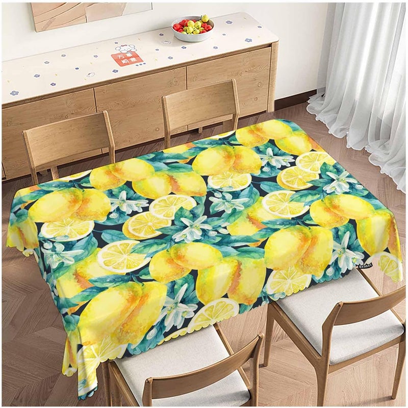 Beabes Lemon Table Cloth Rectangle Table 52X70 Tropical Lemon Citrus Floral Wipeable Table Cover for Dinner Kitchen Outdoor Tablecloth for Party Banquets Weddings - Image 1
