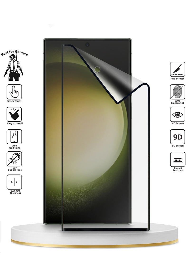 Wtech Samsung Galaxy S23 Ultra 5G 2023 6.8 Inch Nano Ceramic Anti Fingerprint Matte Screen Protector (MSCNMN) - Clear/Black - Image 2