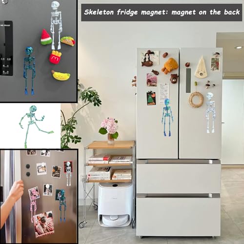 PMDYBY Poseable Skeleton Fridge Magnet,Skull Fridge Magnets with Movable Joints,3D Printed Goth Skeleton Fridge Magnets for Locker/Desk/Office, Funny Skeleton Refrigerator Magnets for Halloween (Pink) - Image 2
