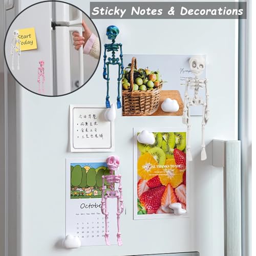 PMDYBY Poseable Skeleton Fridge Magnet,Skull Fridge Magnets with Movable Joints,3D Printed Goth Skeleton Fridge Magnets for Locker/Desk/Office, Funny Skeleton Refrigerator Magnets for Halloween (Pink) - Image 3