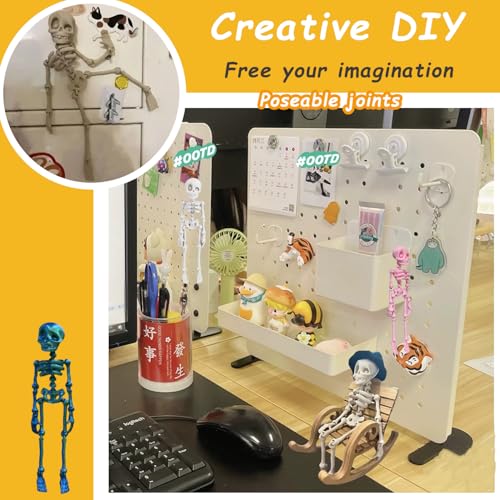PMDYBY Poseable Skeleton Fridge Magnet,Skull Fridge Magnets with Movable Joints,3D Printed Goth Skeleton Fridge Magnets for Locker/Desk/Office, Funny Skeleton Refrigerator Magnets for Halloween (Pink) - Image 4