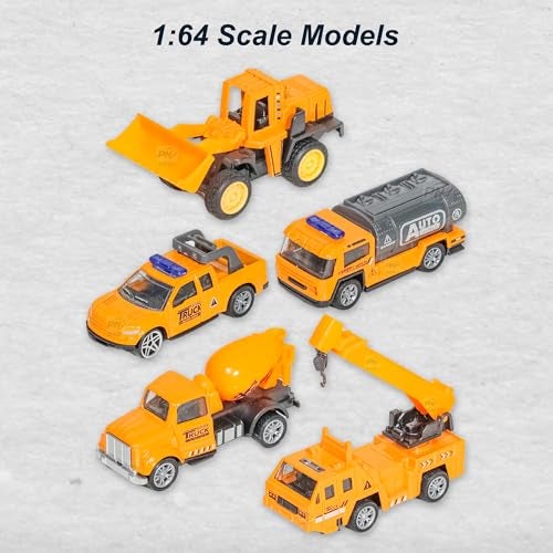 PN AVAN Die Cast Metal Pull Back Toy Vehicles Set, 1:64 Scale, 5 Pieces, Engineering Construction Vehicles Collection (Engineering Veicles) - Image 4
