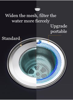 SYOSI SYOSI 2 Pack - 4.5" Top / 3" Basket - Kitchen Sink Drain Strainer Stainless Steel Large Basket Food Catcher with Handle. Fast Flow and Effective 2/16" Holes  - Image 3