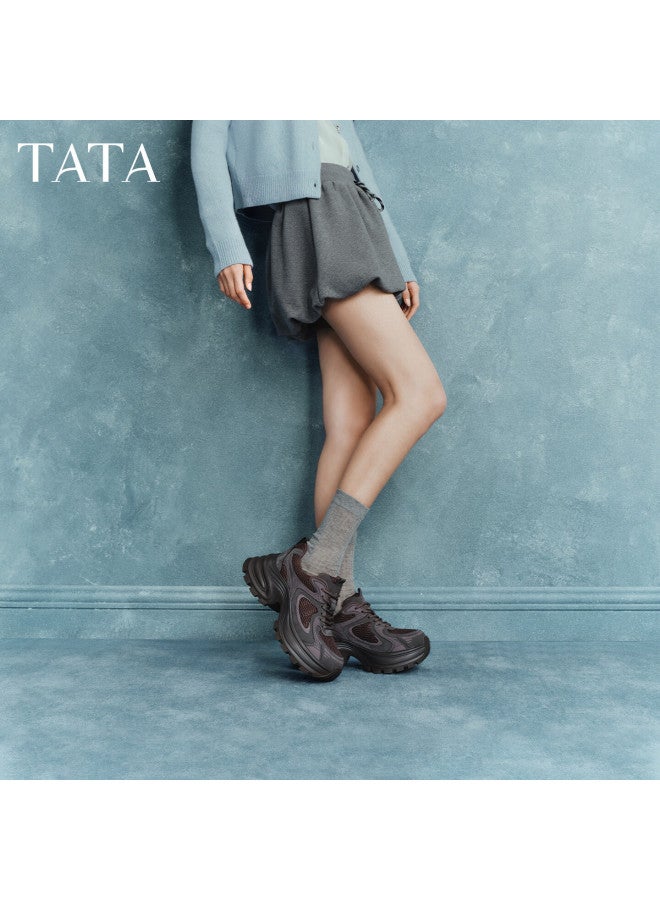 Tata  Spring Mall Fashion Casual Versatile Women's Dad Sneakers Purple Gray (single Lining) Size 34 - Image 2