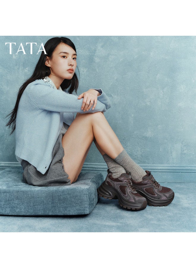 Tata  Spring Mall Fashion Casual Versatile Women's Dad Sneakers Purple Gray (single Lining) Size 34 - Image 3