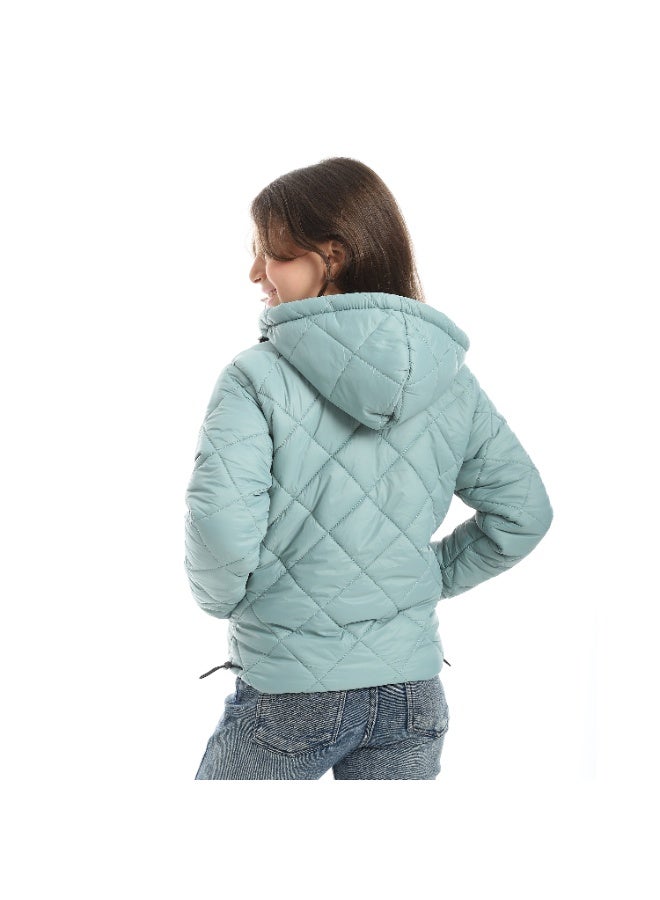 Andora Full Zipper Closure Hooded Pump Jacket - Mint - Image 2