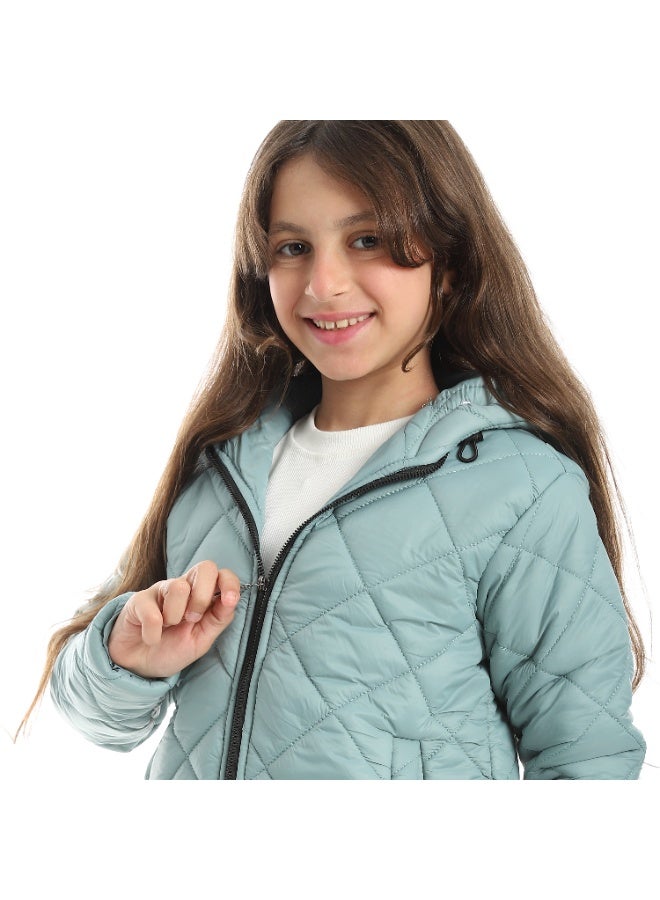 Andora Full Zipper Closure Hooded Pump Jacket - Mint - Image 3