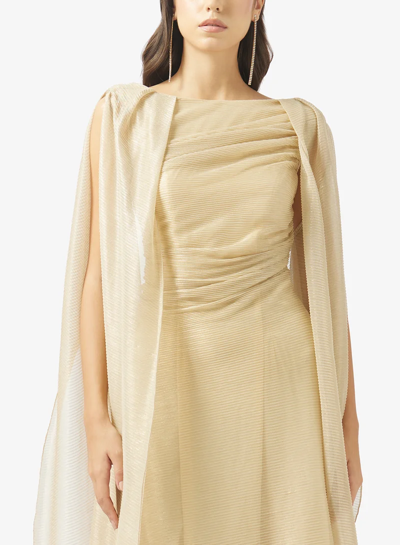 Namshi x shimmer dress with cape