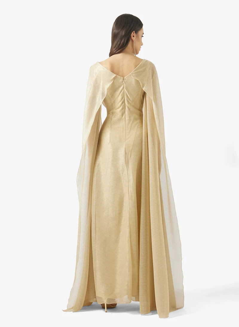 Namshi x shimmer dress with cape