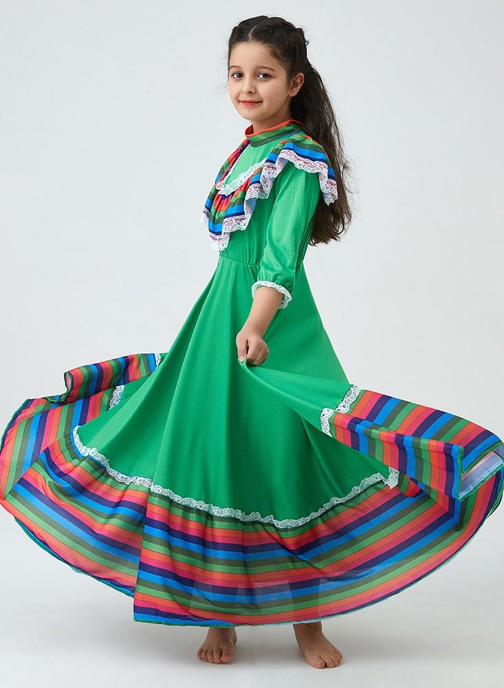 Al Aoyama Mexican Dress for Girls Kids Tradition Princess Dress Halloween Costume Carnival Birthday Party Costumes - Image 4