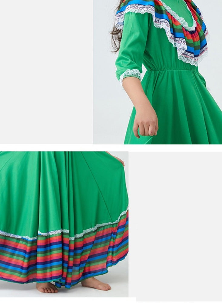 Al Aoyama Mexican Dress for Girls Kids Tradition Princess Dress Halloween Costume Carnival Birthday Party Costumes - Image 5