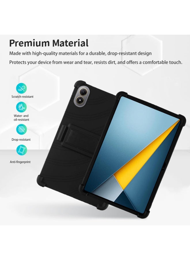 general Compatible with Xiaomi POCO Pad M1 12.1 inch 2025 Tablet Cover, Kids Friendly Soft Silicone Adjustable Stand Cover - Image 3