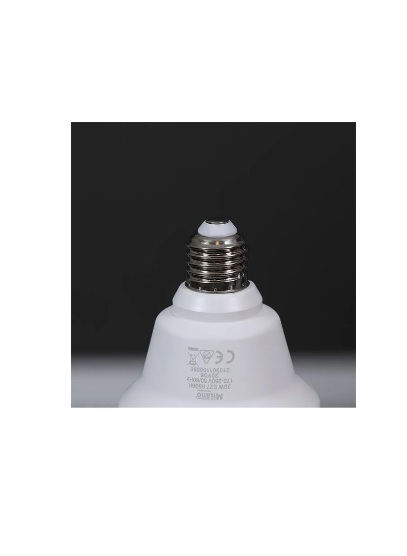ميلانو لمبة ميلانو 30 وات LED E27 Base - 6500K ضوء نهاري بارد، لمبة إضاءة موفرة للطاقة للمنزل والمكتب - Image 3
