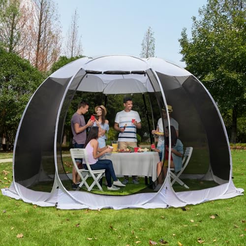 Alvantor 12'x12' Pop Up Screen House Tent, Instant Outdoor Gazebo with Mosquito Netting & UPF 50+ Sun Protection, Portable Canopy Shelter for Patio, Backyard, Camping (8-10 Person),Grey - Image 1