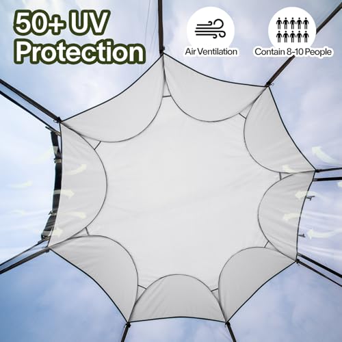 Alvantor 12'x12' Pop Up Screen House Tent, Instant Outdoor Gazebo with Mosquito Netting & UPF 50+ Sun Protection, Portable Canopy Shelter for Patio, Backyard, Camping (8-10 Person),Grey - Image 2