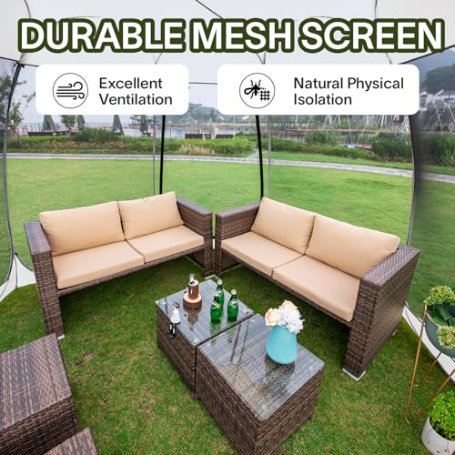 Alvantor 12'x12' Pop Up Screen House Tent, Instant Outdoor Gazebo with Mosquito Netting & UPF 50+ Sun Protection, Portable Canopy Shelter for Patio, Backyard, Camping (8-10 Person),Grey - Image 4