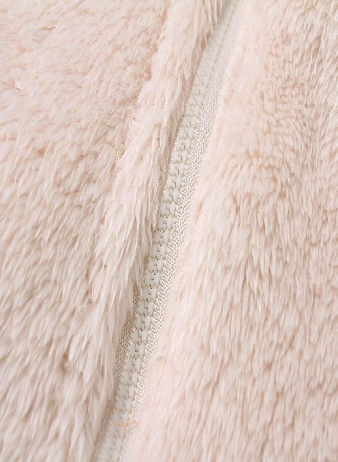Babymine Infant Warm Snowsuit with Hood Cotton Fleece Romper Solid Soft Jumpsuit Playwear for Baby Girl Boy Beige 0-3M  - Image 5