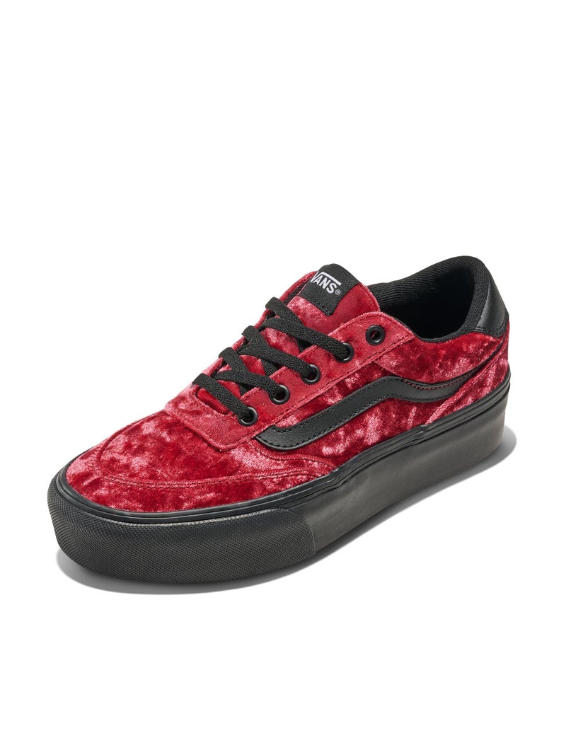 Vans Women's Brooklyn LS Platform Shoe | Chunky Low-Top Sneakers for Fashion, Work & Casual Wear, Velvet Dark Red, 9