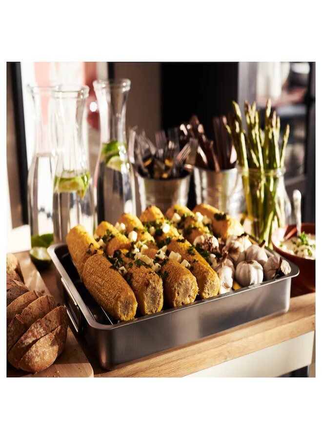 Roasting Tin Pan With Grill Rack Silver/Grey 40x32centimeter - Image 4