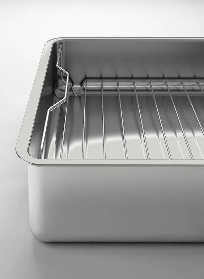 Roasting Tin Pan With Grill Rack Silver/Grey 40x32centimeter - Image 5