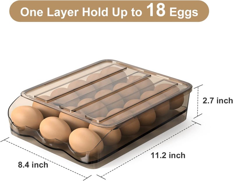 DHVAJ Egg Holder for Refrigerator 18 Egg StorageAutomatic Rolling Egg Container for Refrigerator Clear Plastic Egg Storage Container Bin Egg Tray for Refrigerator Large Capacity 1 Layer - Image 2