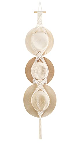 Dahey Macrame Hat Hangers Hat Rack for Wall Cowboy Hat Organizer Hanging Display Hand Weaving Bobo Hat Holder Western Decor for Wide Brim Hats Bowler Fedora Hats