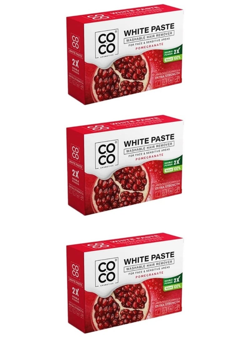 كوكو ثلاث قطع من عجينه بيضاء بنكهة الرومان لازاله الشعر الجسم والوجه كوكو  100 جرام