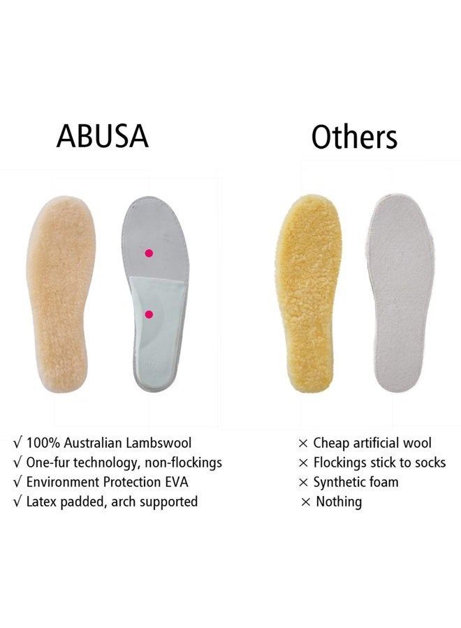 ABUSA Sheepskin Insoles Women's Premium Think Wool Fur Fleece Inserts Cozy & Fluffy 8 1 Pack - Image 2