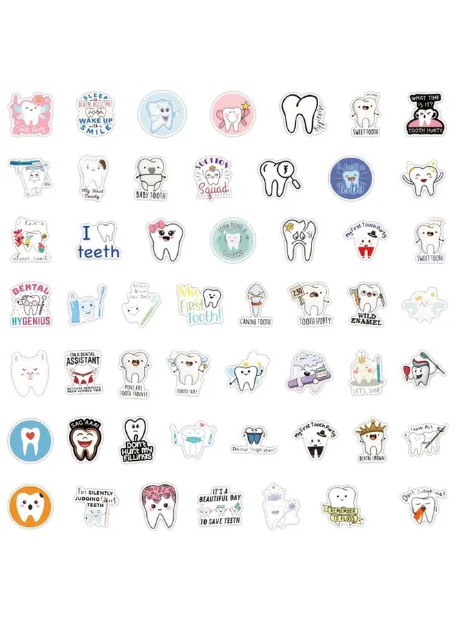 100 Pcs Tooth Stickers Waterproof Vinyl For Water Bottle Laptop Skateboard Luggage - Image 4