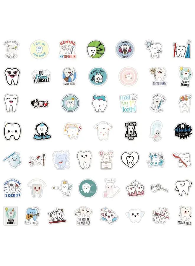 100 Pcs Tooth Stickers Waterproof Vinyl For Water Bottle Laptop Skateboard Luggage - Image 5