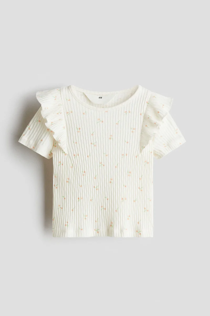 H&M Flounce-trimmed cotton top