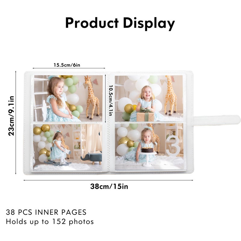 Tugle Photo Albums 4x6 Pictures â€“ 152 Pockets Vegan Leather Cover Memory Album Book, Suitable for Family Wedding Boys Girls and Babies Storage (White) - Image 2