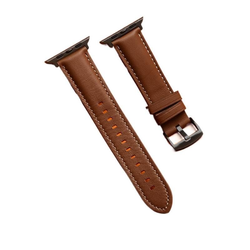Adjustable Leather Classic Strap Smartwatch Band Compatible with Apple Watch 38 40 41mm with Fit Replacement Strap in Brown - Image 1