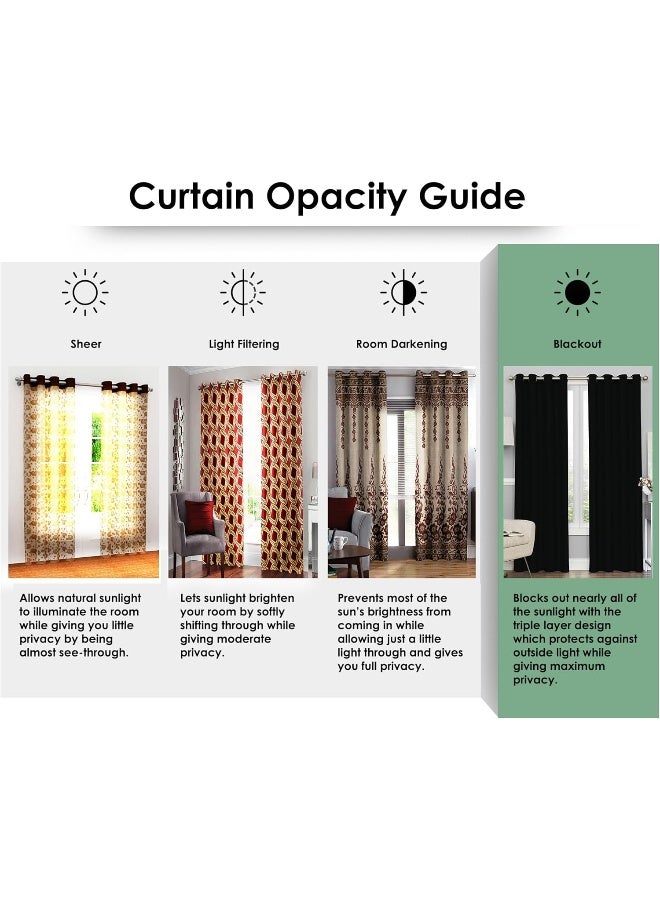 ستوري@هوم Story@Home Faux Silk Room Darkening Thermal Insulated Eyelet Noise Reducing Blackout Curtains for Bedroom with Tie Backs- Teal (9 Feet - Long Door)- 45 Inch x 108 Inch - 2 Pieces  - Image 5