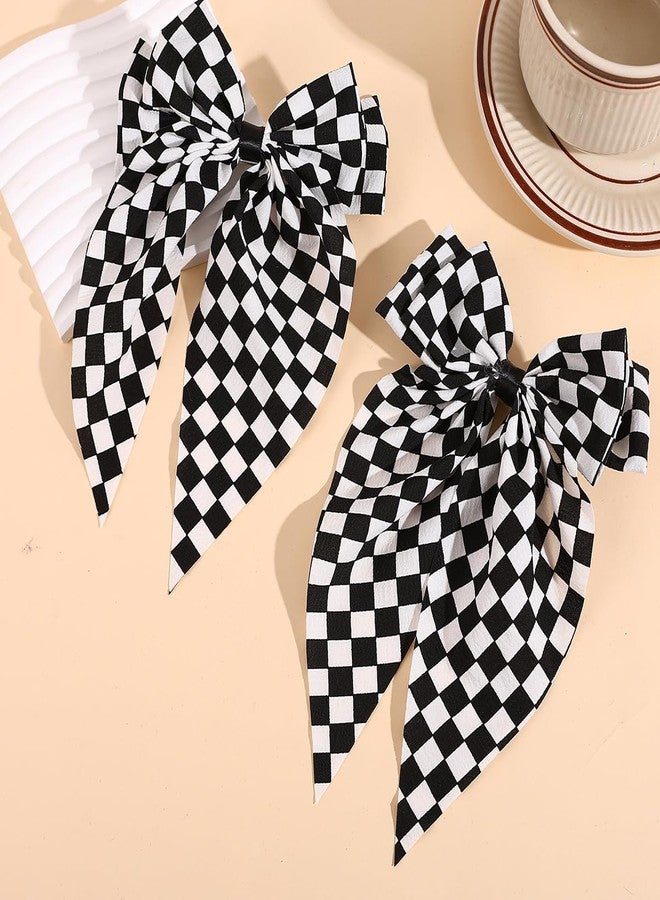 BaBakiak Black White Checkerboard Hair Accessories Set, 4 Pieces Black and White Pattern Hairclips, Bow Tie Hair Clips and Hairpins - Image 4