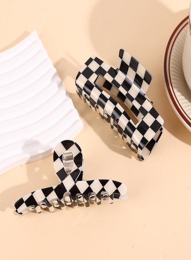 BaBakiak Black White Checkerboard Hair Accessories Set, 4 Pieces Black and White Pattern Hairclips, Bow Tie Hair Clips and Hairpins - Image 3