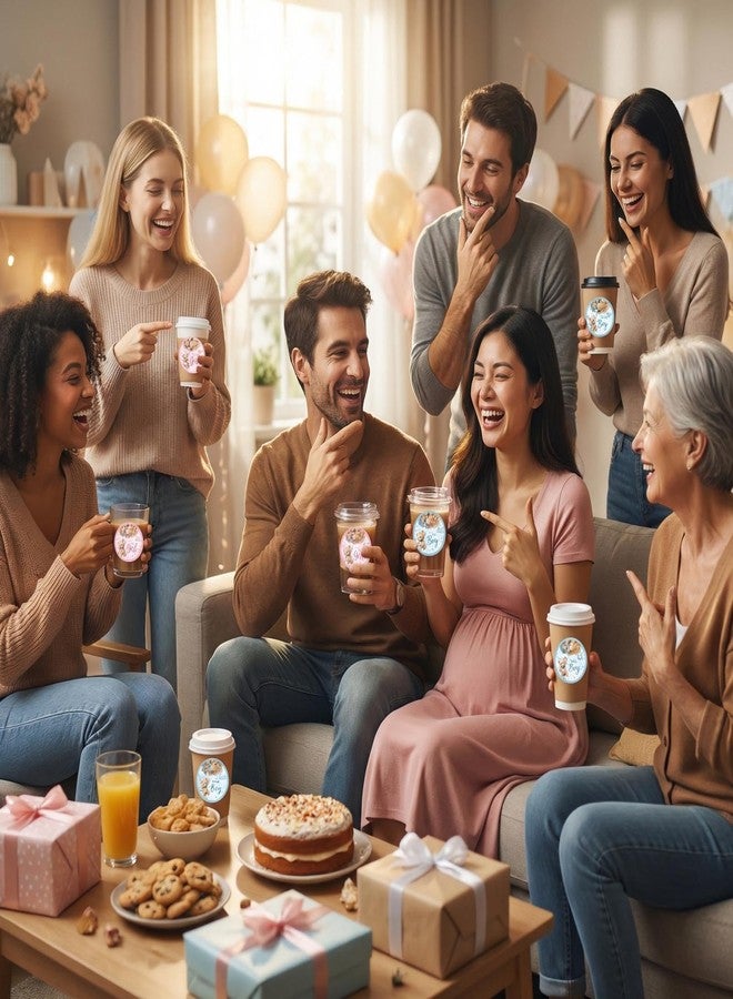 ١٠٠ ملصق للكشف عن جنس المولود على شكل دب، بالونات على شكل دب مقاس ٢ بوصة، زينة للكشف عن جنس المولود، لوازم حفلات استقبال المولود - Image 4