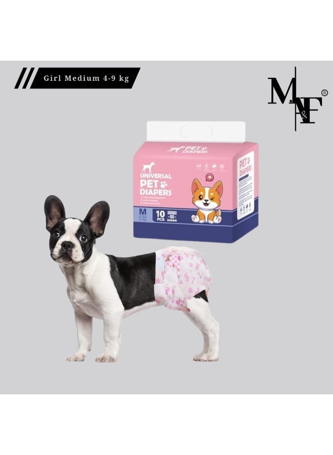 M.A&F's Disposable Pet Diapers Female Dogs Super Absorbent Soft Including 10 Count for Cats or Dogs (Girl M 3-7kg) - Image 1