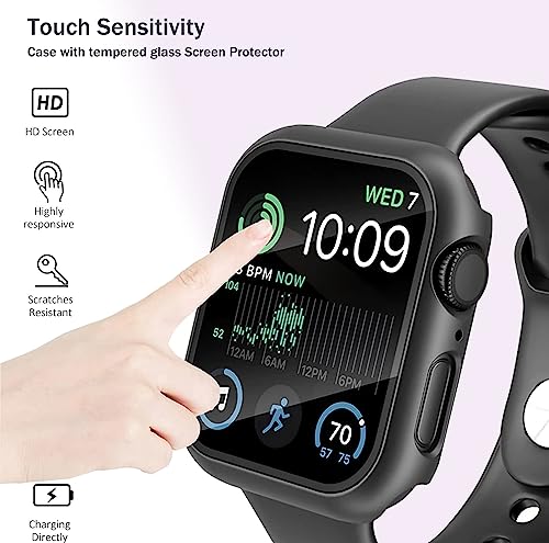 Pocoukate [12 Pack Case compatible with 45mm Apple Watch Series 9 Series 8 Series 7 with Tempered Glass Screen Protector Full Scratch-Resistant Protective Cover Bumper for Apple Watch 45 mm - Image 3