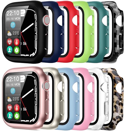 Pocoukate [12 Pack Case compatible with 45mm Apple Watch Series 9 Series 8 Series 7 with Tempered Glass Screen Protector Full Scratch-Resistant Protective Cover Bumper for Apple Watch 45 mm - Image 1