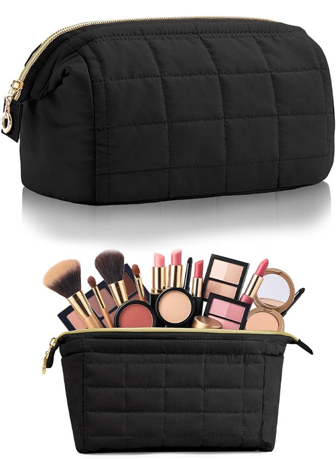 Makeup Bag, Travel Cosmetic Bag, Puffy Makeup Organizer Case, Wide-Open Toiletry Bag, Large Capacity Make up Pouch, Portable Make Up Bag, Waterproof Toiletry Case for Travel, School - Image 1