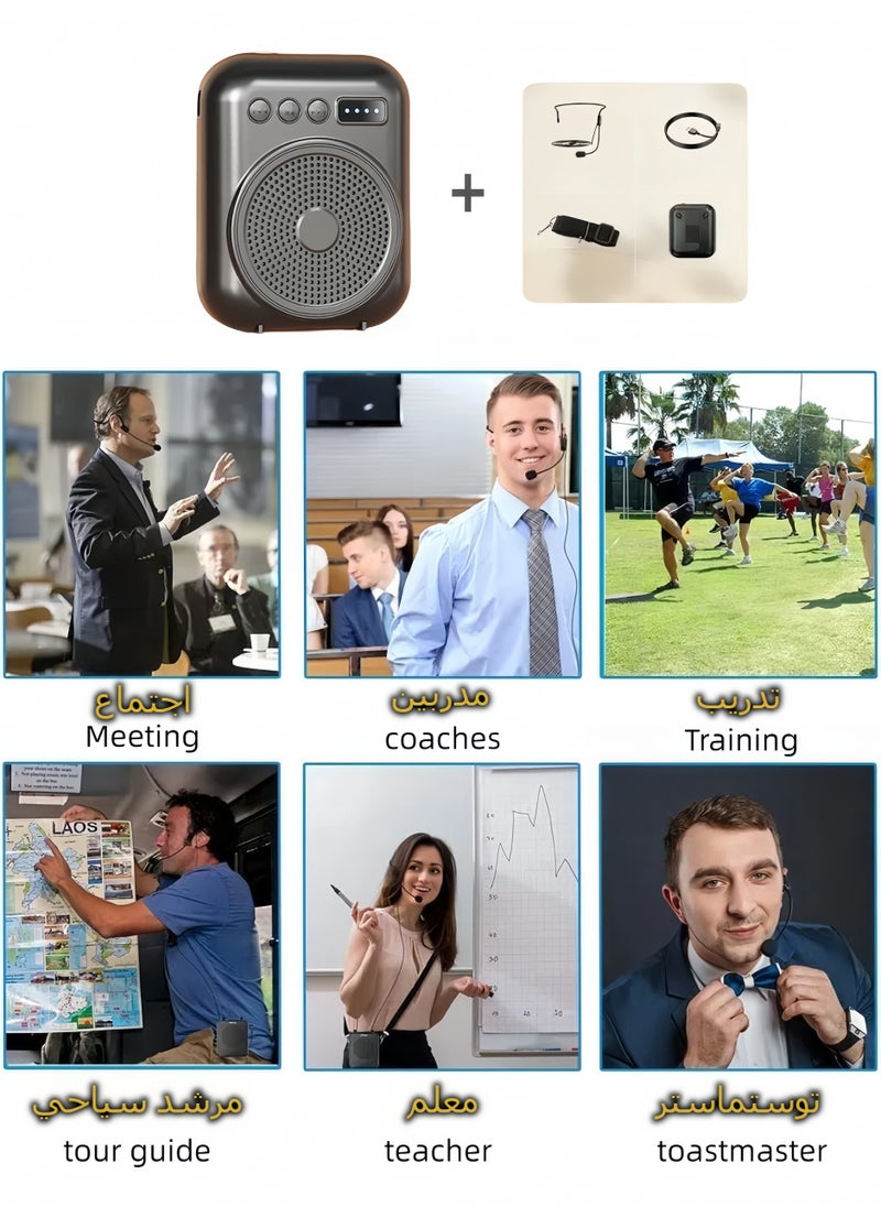 CHU DAI Voice Amplifier with Wired Microphone Headset, Portable Rechargeable PA System Speaker Personal Microphone Speech Amplifier, Loudspeaker for Teachers, Tour Guides/Coaches Metting/Yoga/Fitness (Black)  - Image 4