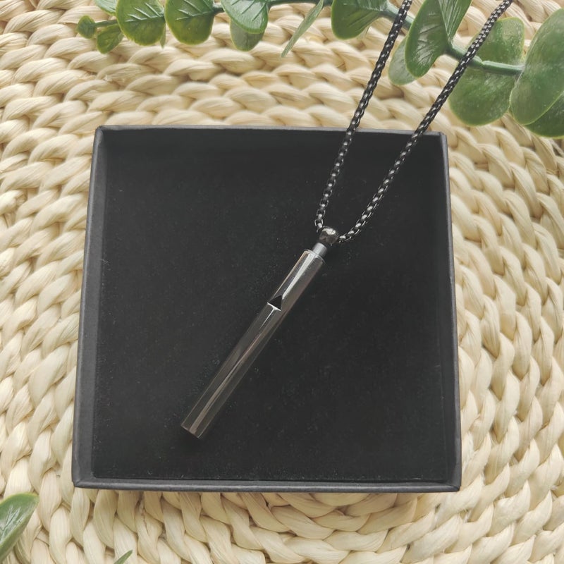 Excefore Stress Relief Mindful Necklace, Mindfulness Breathing Necklace Breathlace Stainless Steel Pendant for Natural Calm & Stress Rel, Anxiety Relief, and Improved Sleep, Suitable for Women and Men, Black - Image 4