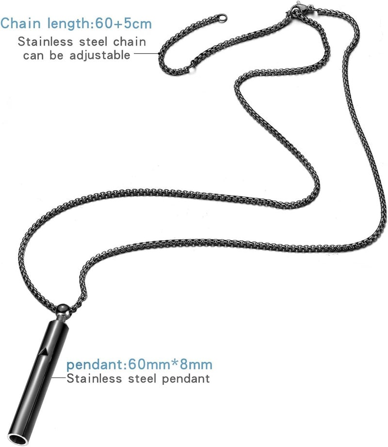 Excefore Stress Relief Mindful Necklace, Mindfulness Breathing Necklace Breathlace Stainless Steel Pendant for Natural Calm & Stress Rel, Anxiety Relief, and Improved Sleep, Suitable for Women and Men, Black - Image 3