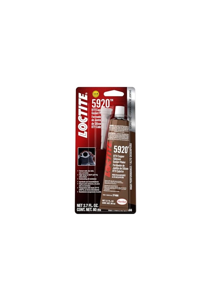 LOCTITE Automotive RTV Copper Silicone Gasket Maker 5920 HighTemp SensorSafe NonCorrosive Oil Resistance 80 ml 1 Pack - Image 1