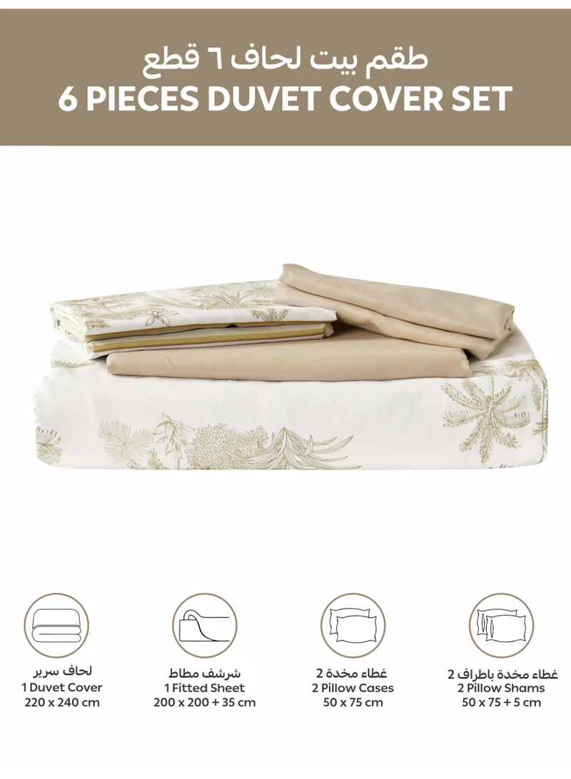 Donetella Digital Print Duvet cover Set, King Size 220x240 cm - 6-Pcs Bed Set, ,Emirate Collection, Microfiber - 1 Duvet Cover, 1 Fitted Sheet, 2 Pillow Shams, 2 Pillowcases (Filler Not Include)